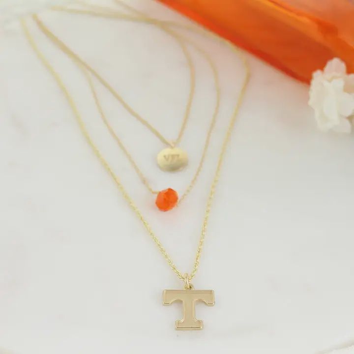 16&quot; - 20&quot; Tennessee Matte Gold Logo Trio Necklace Set | Three Separate Clasps | Wear Together or Separate!
