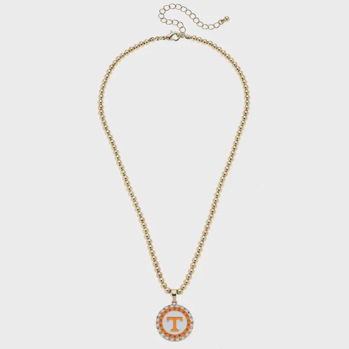 Tennessee Vols Pave Disc Necklace in Shiny Gold
