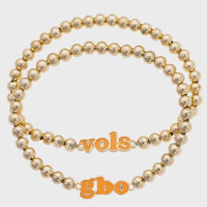Tennessee Vols Slogan Ball Bead Bracelet Set of 2