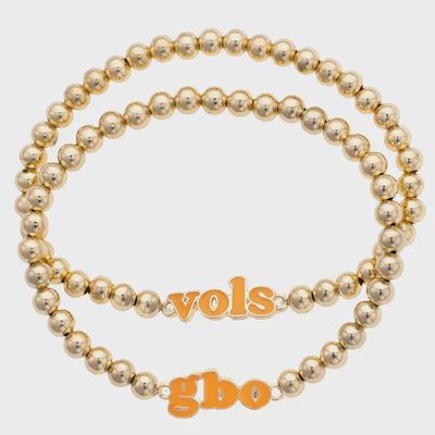 Tennessee Vols Slogan Ball Bead Bracelet Set of 2