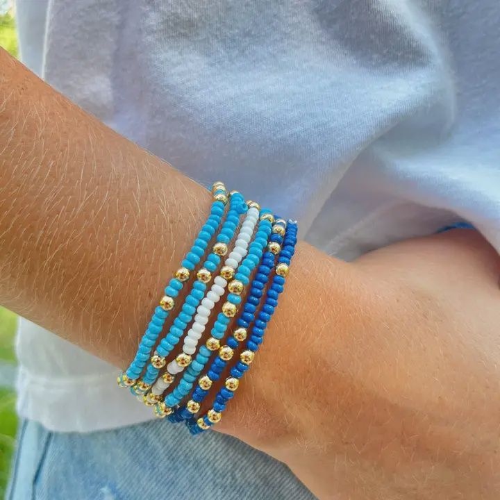 Sorority Colors Stack: Set of 6 Beaded Stretch Bracelets