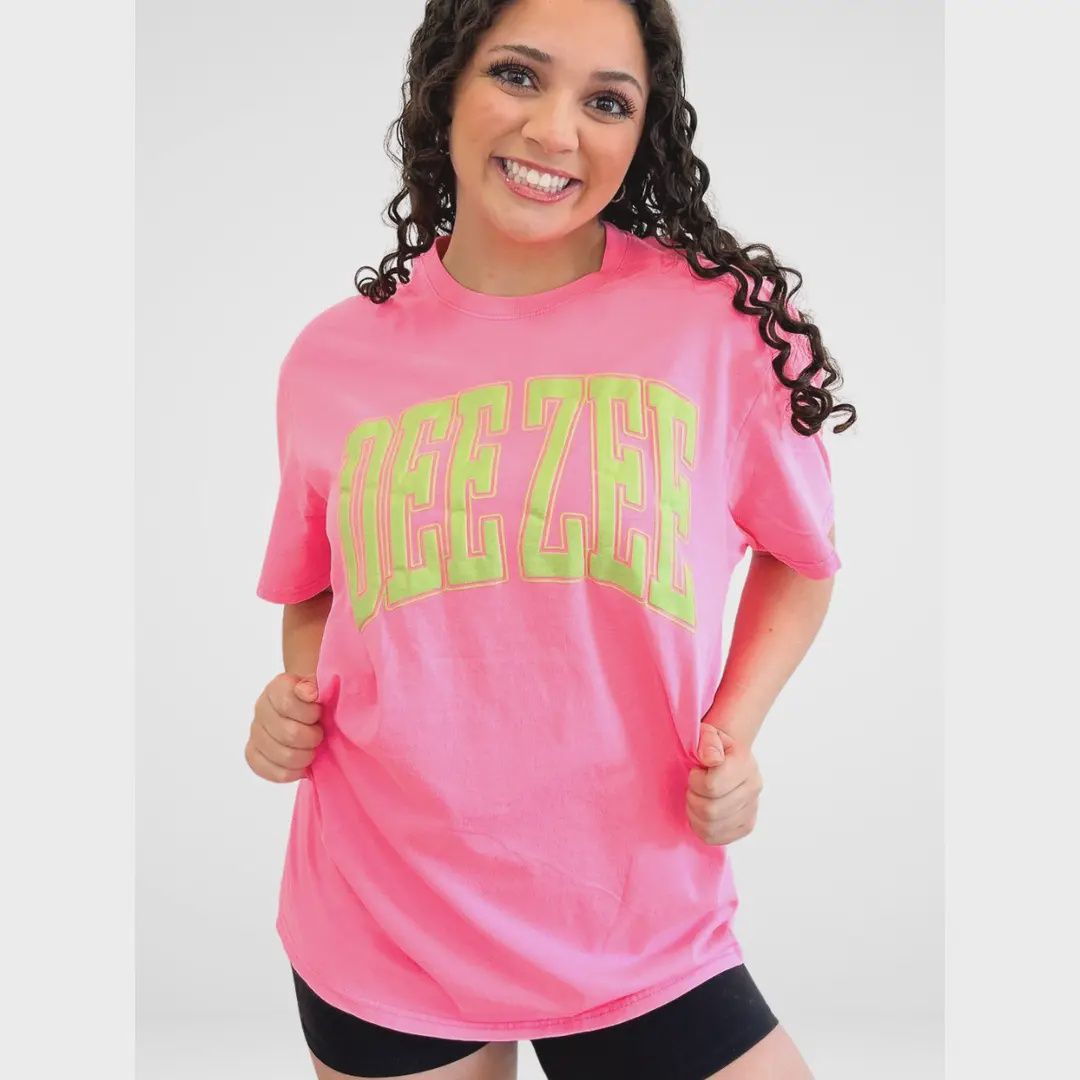 Delta Zeta Sorority Varsity Arch Puff Tee, Size: S