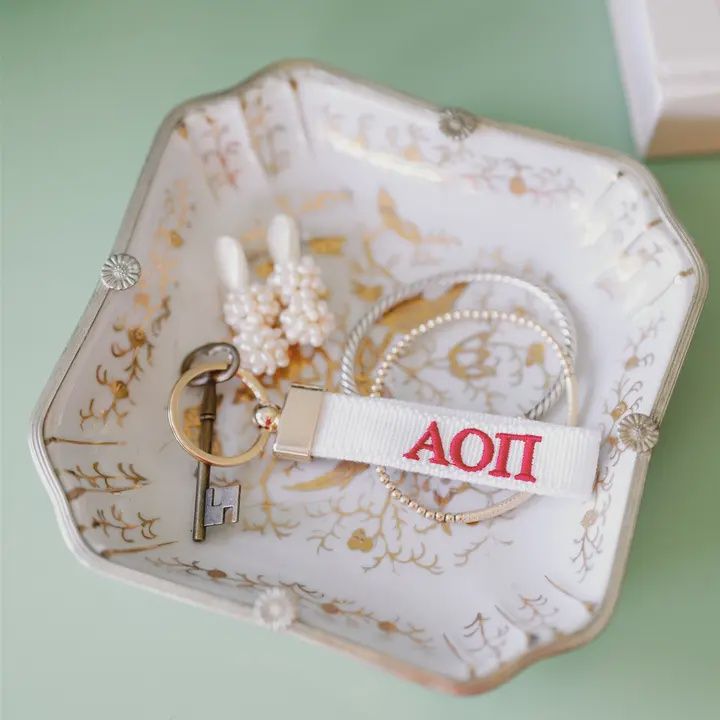 Alpha Omicron Pi Embroidered Keychain, Sorority