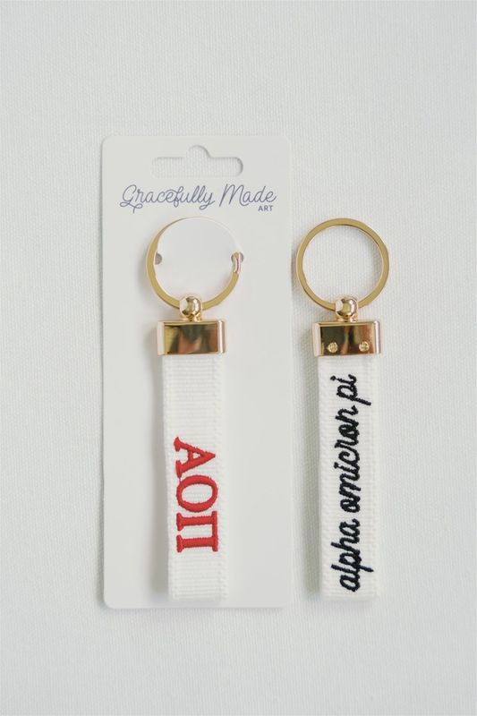 Alpha Omicron Pi Embroidered Keychain, Sorority