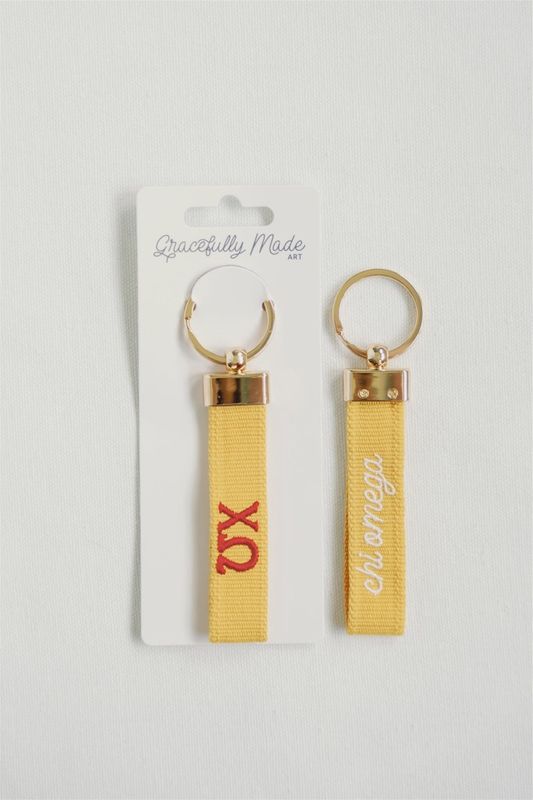 Chi Omega Embroidered Keychain, Sorority