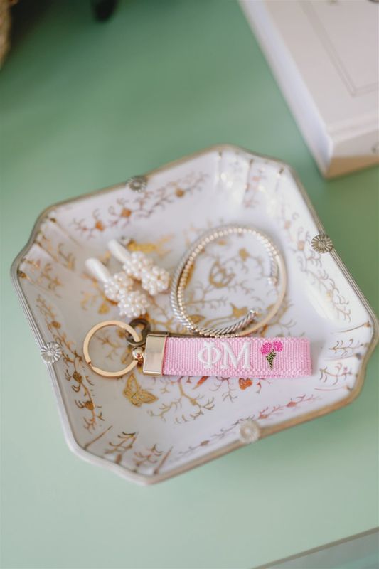 Phi Mu Embroidered Keychain, Sorority