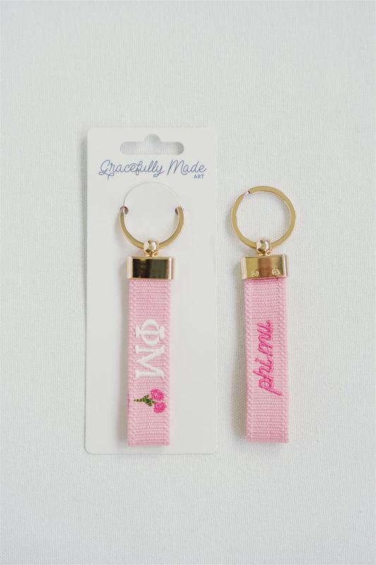 Phi Mu Embroidered Keychain, Sorority