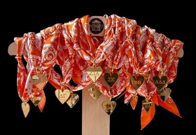 Sorority Scarf with Engraved Greek Letter Gold Heart Charm