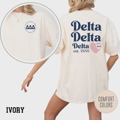 Delta Delta Delta Faded Love Comfort Colors Sorority T-Shirt