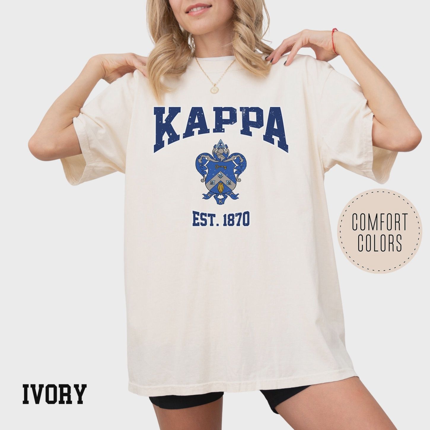 Kappa Kappa Gamma Legacy Luxe Comfort Colors Sorority T-Shirt, Size: S