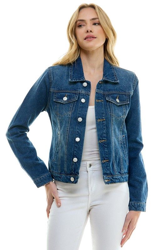 Customized Lady Casual Cotton Denim Jean Jacket - Blue