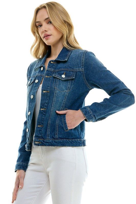 Customized Lady Casual Cotton Denim Jean Jacket - Blue