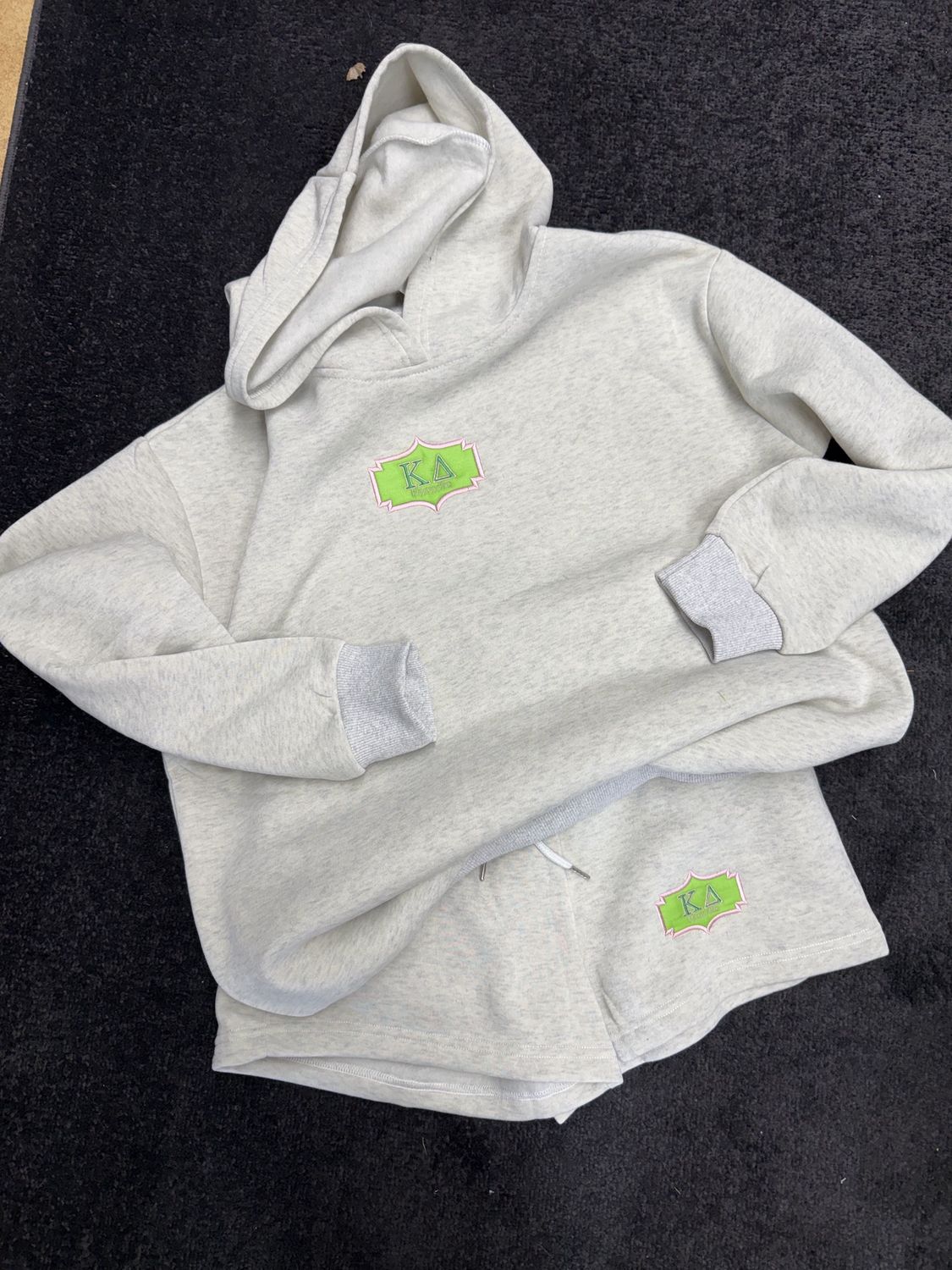 Oversized Hooded Sweatshirt and Short 2 Piece Set - Grey, Size: S, Sorority: Kappa Delta