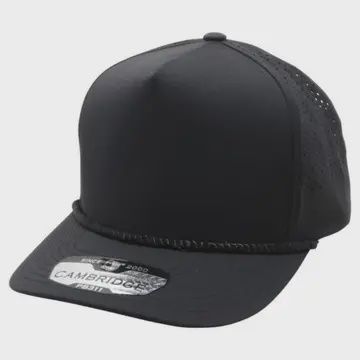 Five Panel High Frame Rope Perforated Hat, Colour: Black/Black