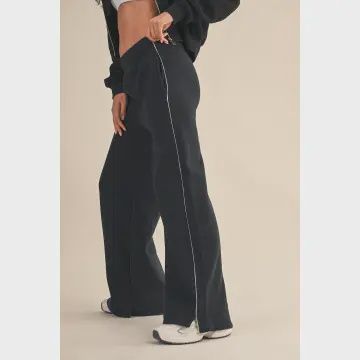 Core Cozy Fleece Wide Leg Sweatpants - Black, Size: S