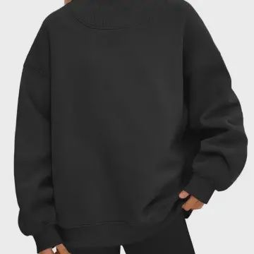 Oversized Mock Neck Top Sweatshirt