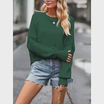 Solid Color Loose Pullover Top