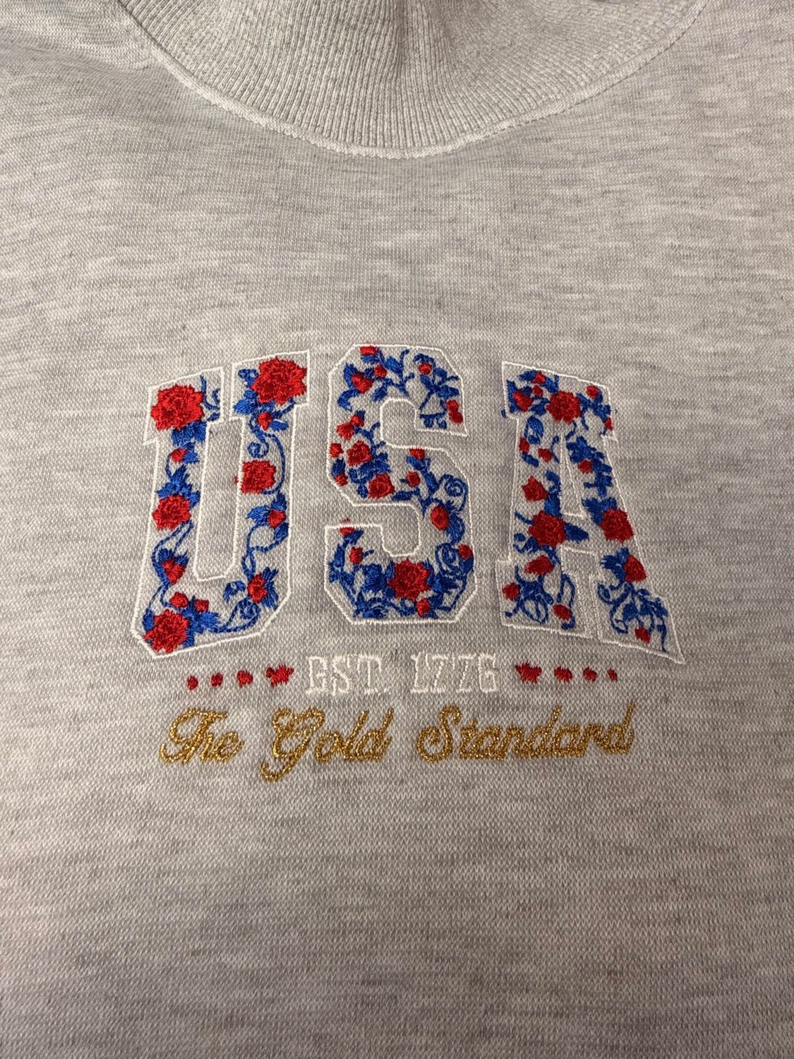 USA Floral - The Gold Standard, Size: S, Style: Mock Neck