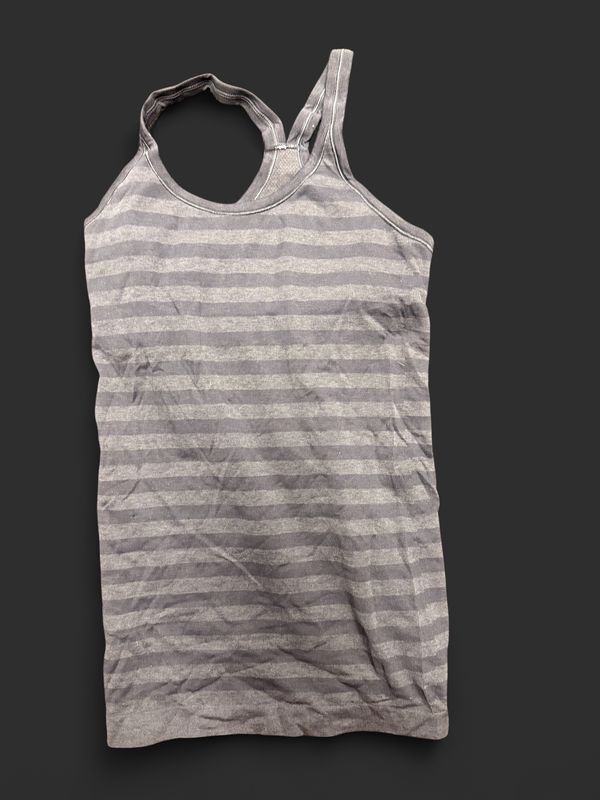 Lululemon Black and Gray stripped Racer Back Tank - Size 4