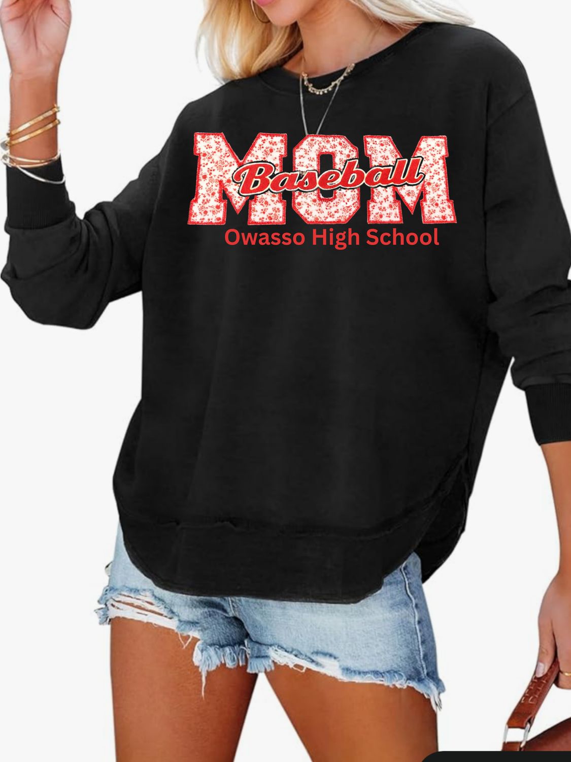 Owasso BaseballMom Cew Neck