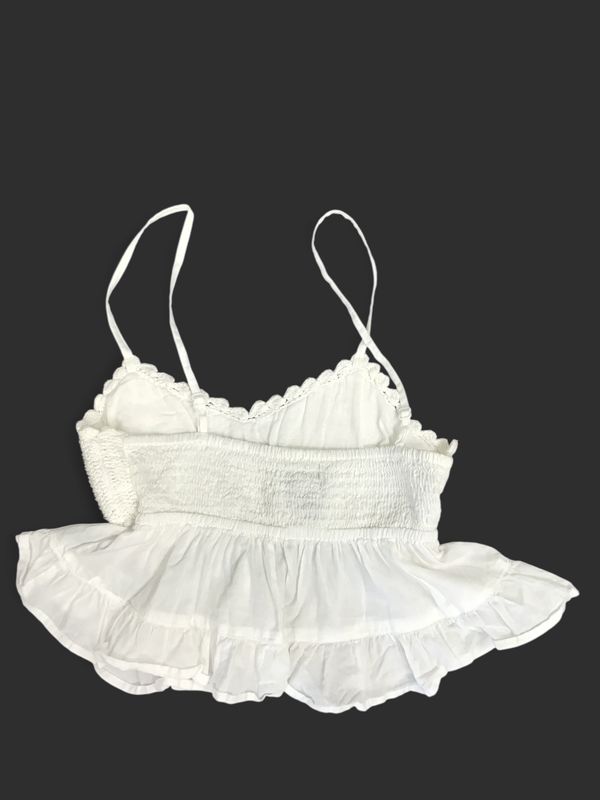 RSO White Crochet Lace Ruffle Cami Tank Top - XS