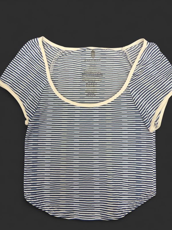 Free People Blue &amp; White Striped Baby Tee | XS | Ribbed Stretch Top