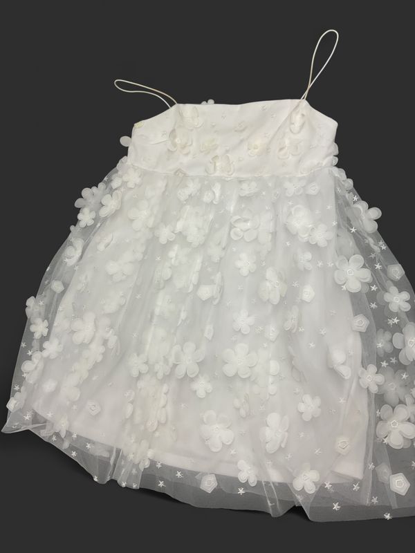 Altar’d State White 3D Floral Mesh Mini Dress | XS | Cottagecore Fairy Dress