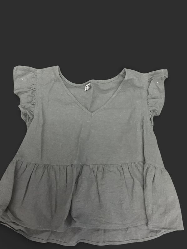 SHEIN Black Babydoll Peplum Top | XS | Flutter Sleeve Boho Blouse  Description:
