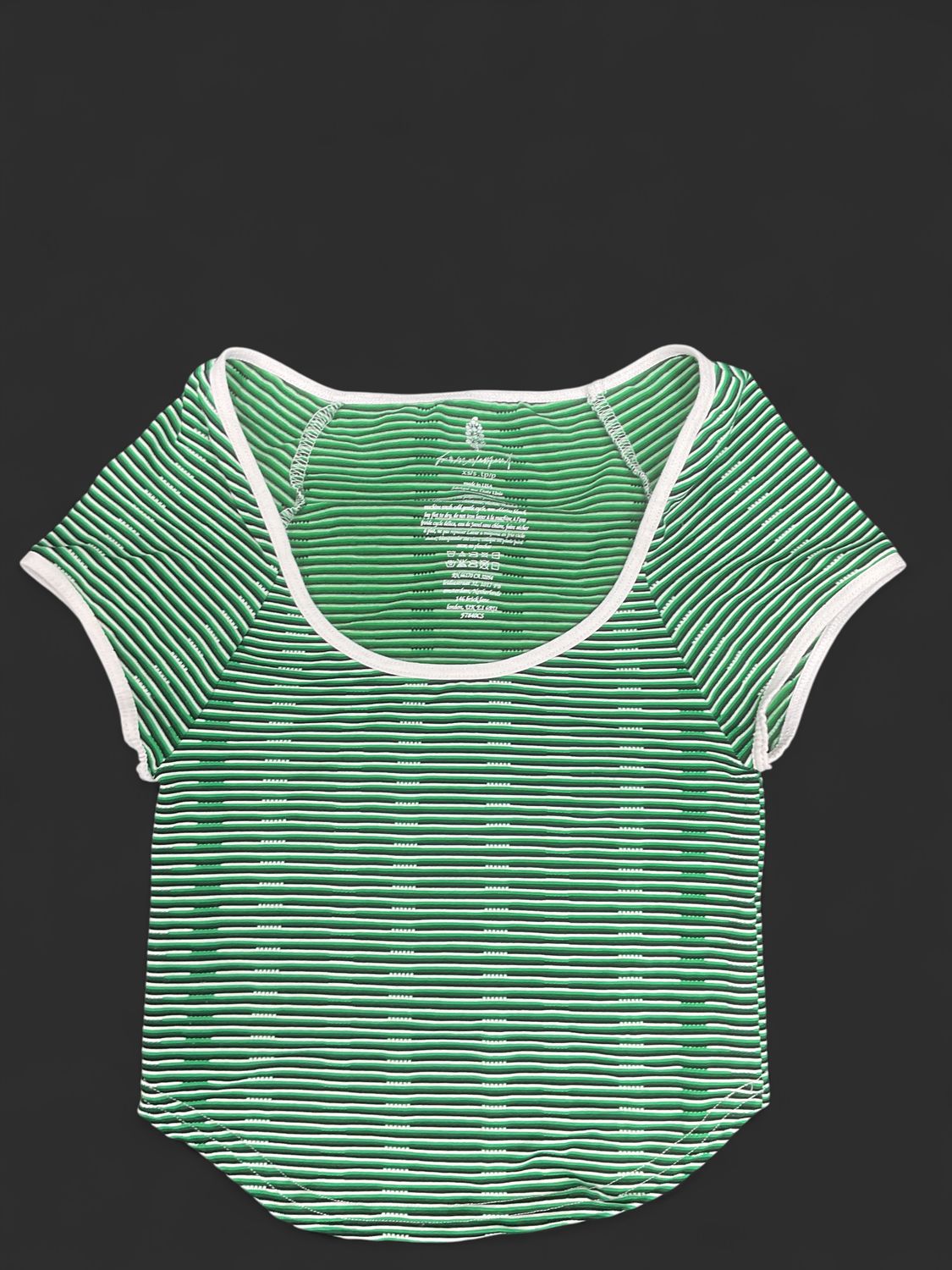 Free People Green &amp; White Striped Baby Tee | XS/S | Ribbed Stretch Top