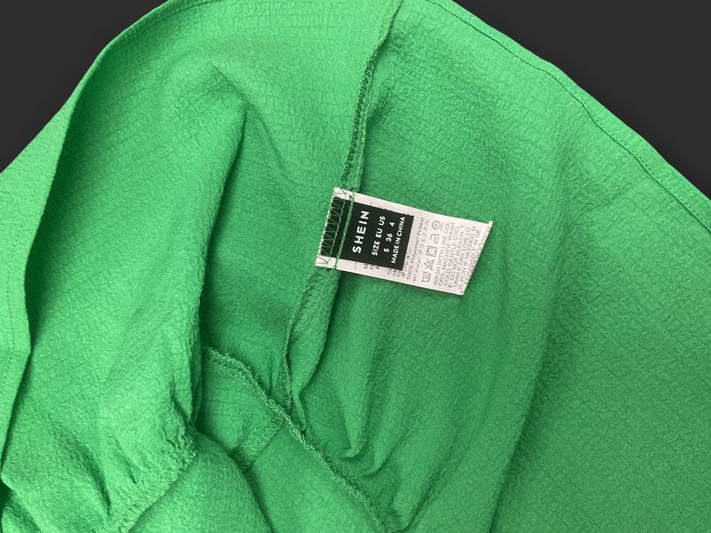 SHEIN Green Tie Front Peplum Blouse | Size Small | Puff Sleeve Cottagecore Top