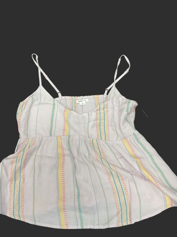 O'Neill Striped Babydoll Cami Tank | Medium | Boho Beach Top | NWT