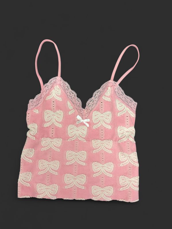 Out From Under Pink Bow Knit Cami | XS/S | Coquette Cottagecore Tank