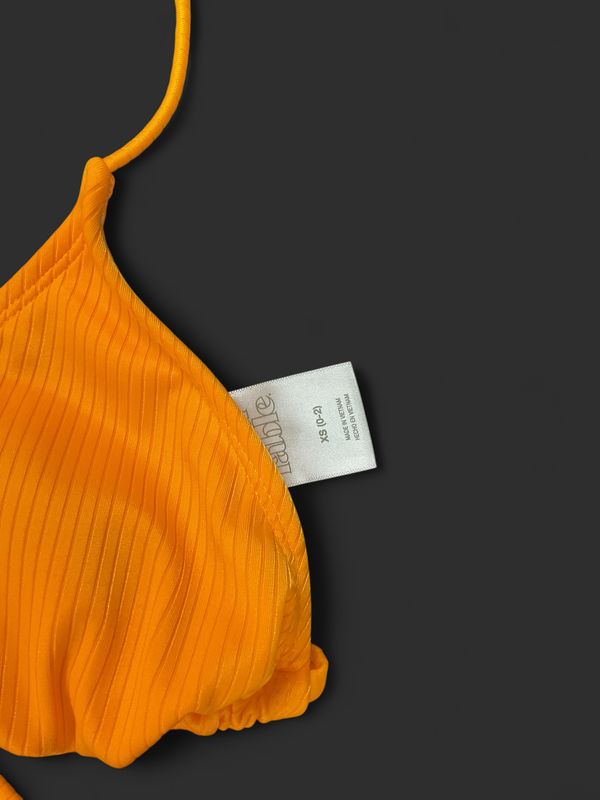Wild Fable Ribbed Orange Bikini Set | XXS Top / XS Bottom | Bright Orange Swimwear