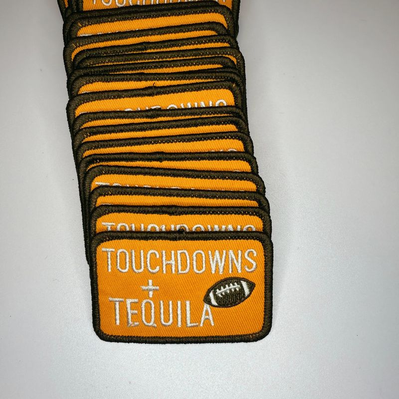 3" Touchdowns + Tequila in ORANGE -  Embroidered Hat Patch: Embroidered patch