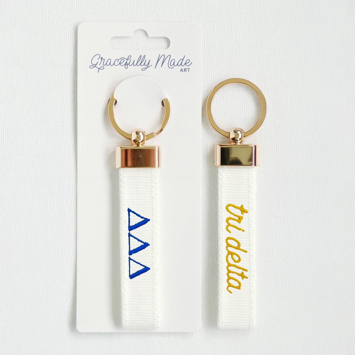 Delta Delta Delta Embroidered Keychain, Sorority 