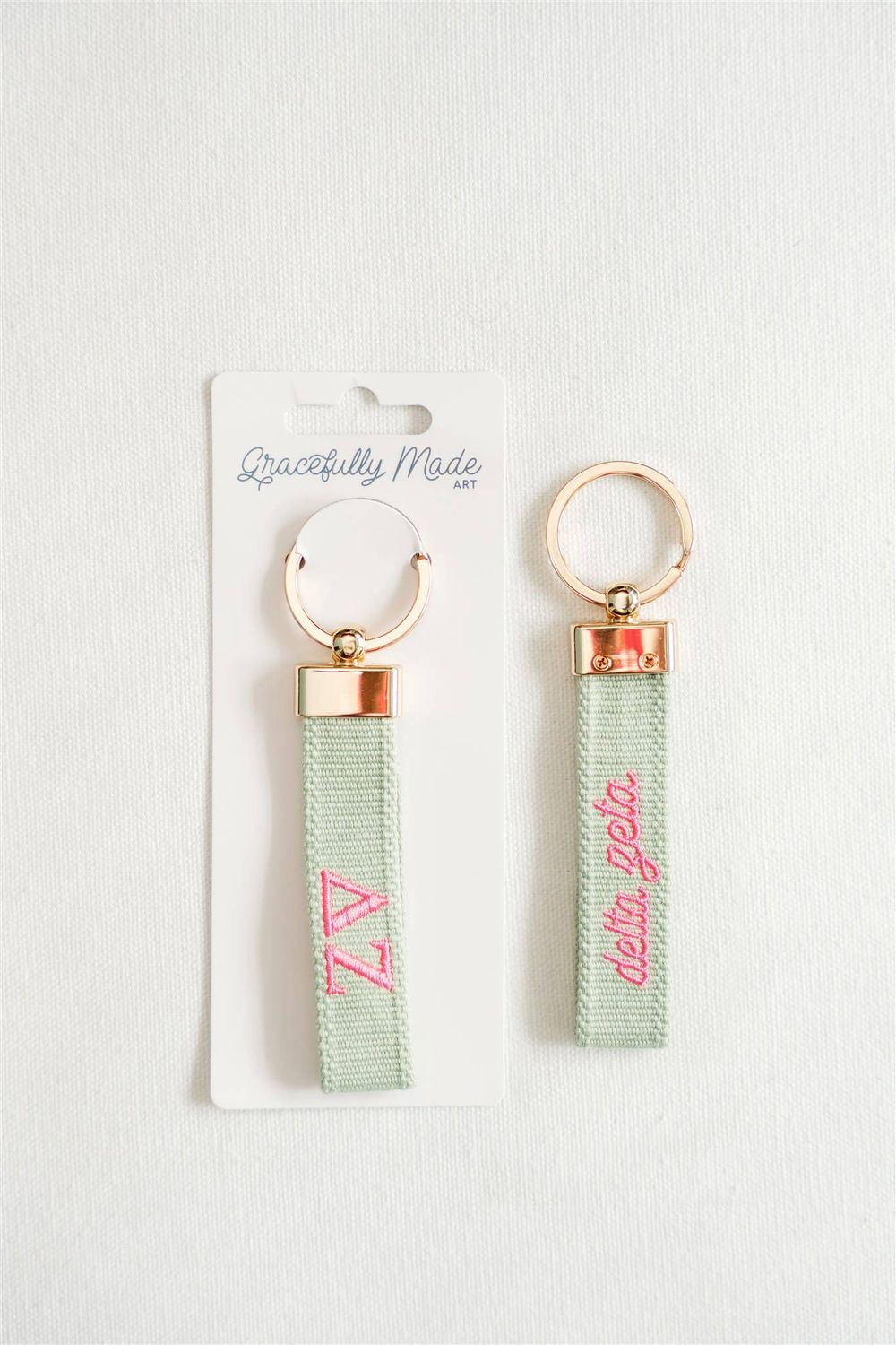 Delta Zeta Embroidered Keychain, Sorority 