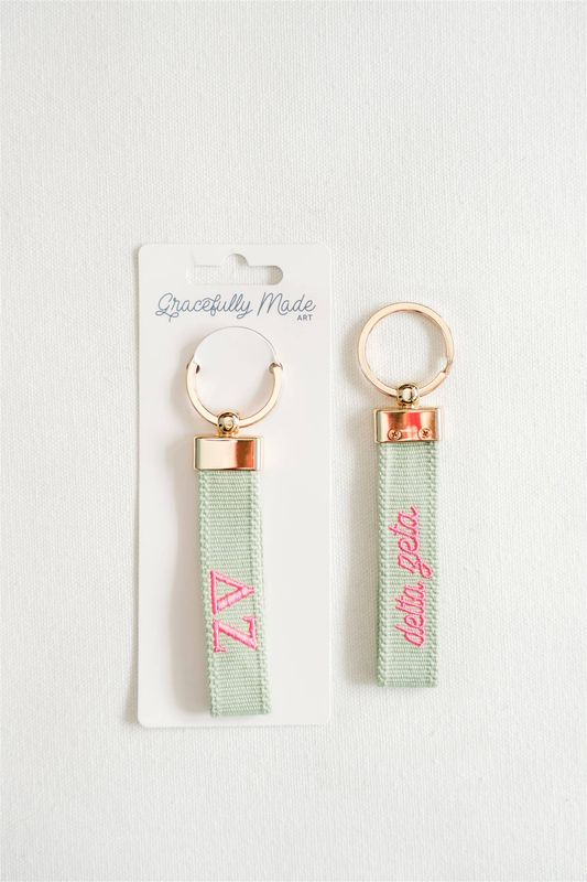 Delta Zeta Embroidered Keychain, Sorority 