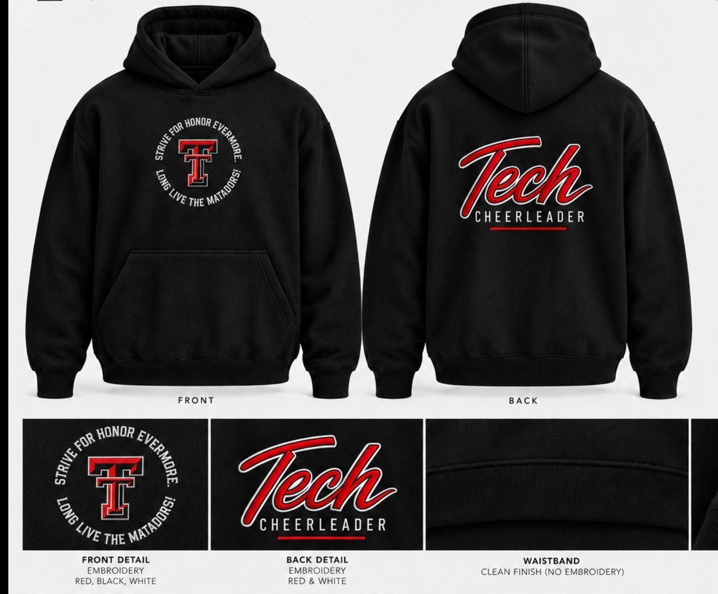 Texas Tech Cheerleading Black Hoodie