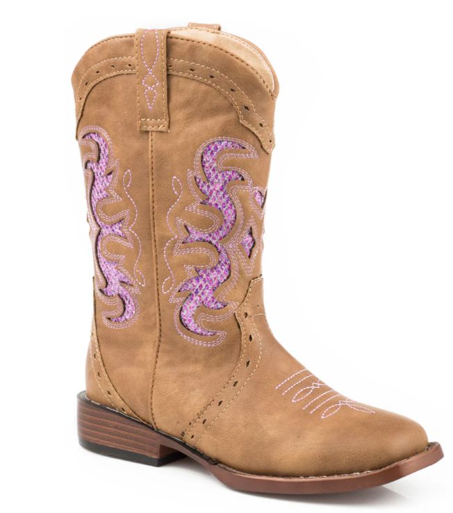 Roper Kids Lexi Chocolate Pink Glitter Boot