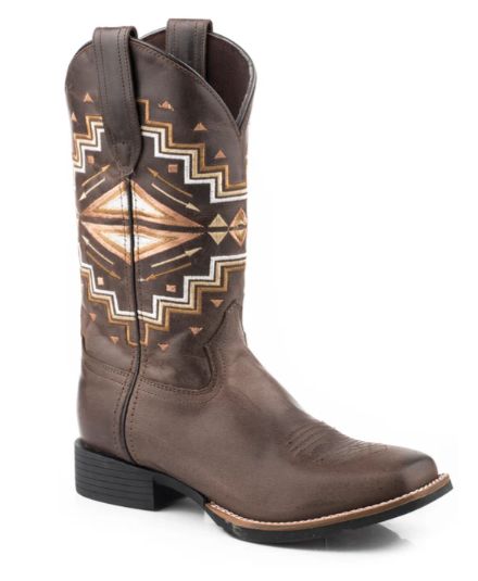 Roper Women&#39;s Monterey Aztec Brn Burnished Leather Boots