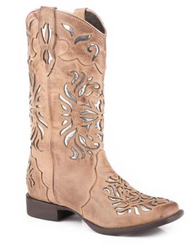 Roper Women&#39;s Belle II Vintage Cream/Metallic Underlay Boots