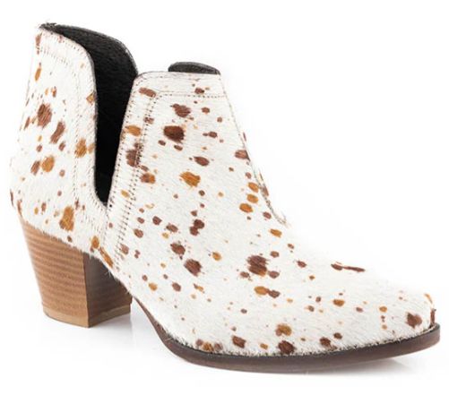 Roper Wmns Rowdy Cream/Tan Hair on Hide Leather Boots, Size: 7