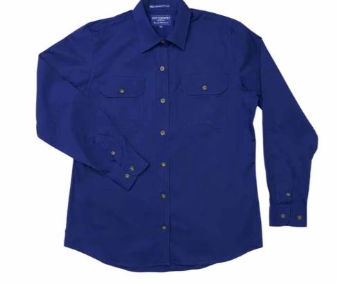 JCA Womens Brooke Full Button Workshirt, Colour: Cobalt, Size: 12