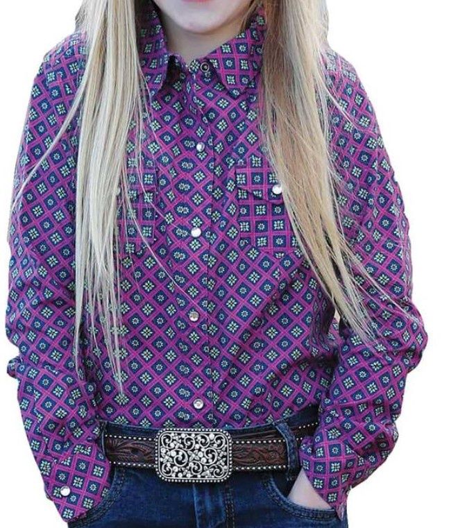 Cruel Girl Girls Fushcia L/S Shirt, Size: 12