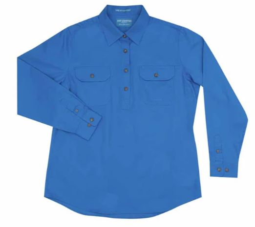 JCA Womens Jahna 1/2 Placket Workshirt, Colour: Blue Jewel, Size: 14