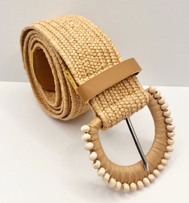 Luccille Rattan Belt, Colour: Natural