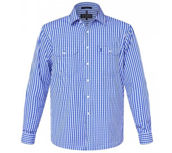 Pilbara Mens Check L/S Shirt, Colour: Blue White Check, Size: S