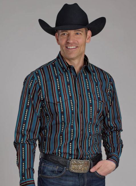Roper Men&#39;s Vintage Blue Stripe Collection L/S Shirt