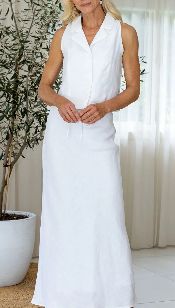 Linen Vest, Colour: White, Size: 6