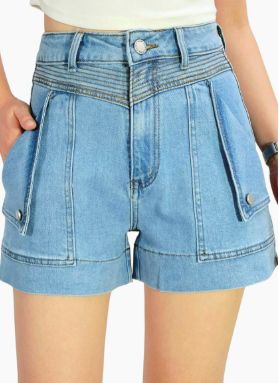 Country Denim Detailed Flip Pkt Short